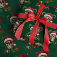 Seis Siete Christmas Meme Wrapping Paper Roll Sugar Skull 67 Santa Hat Candy Canes - Wonder Print Shop