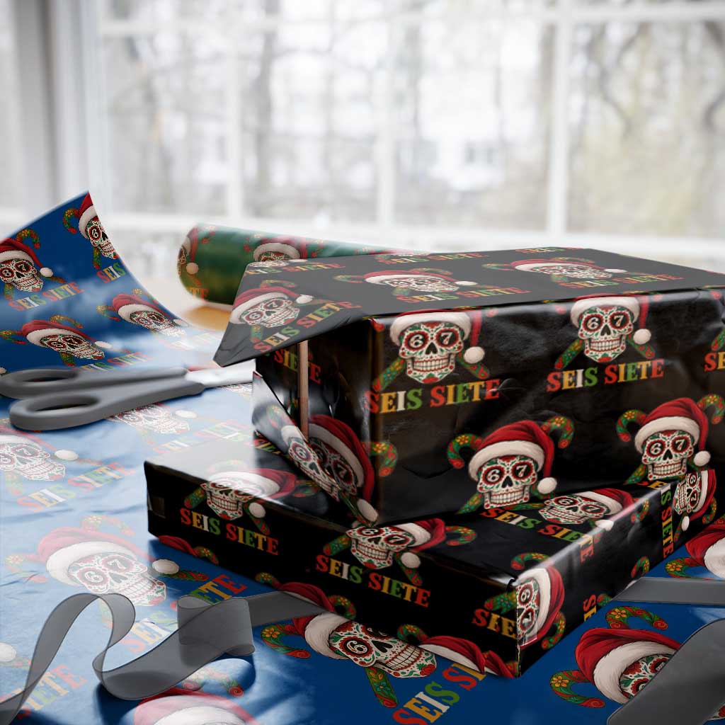Seis Siete Christmas Meme Wrapping Paper Roll Sugar Skull 67 Santa Hat Candy Canes - Wonder Print Shop