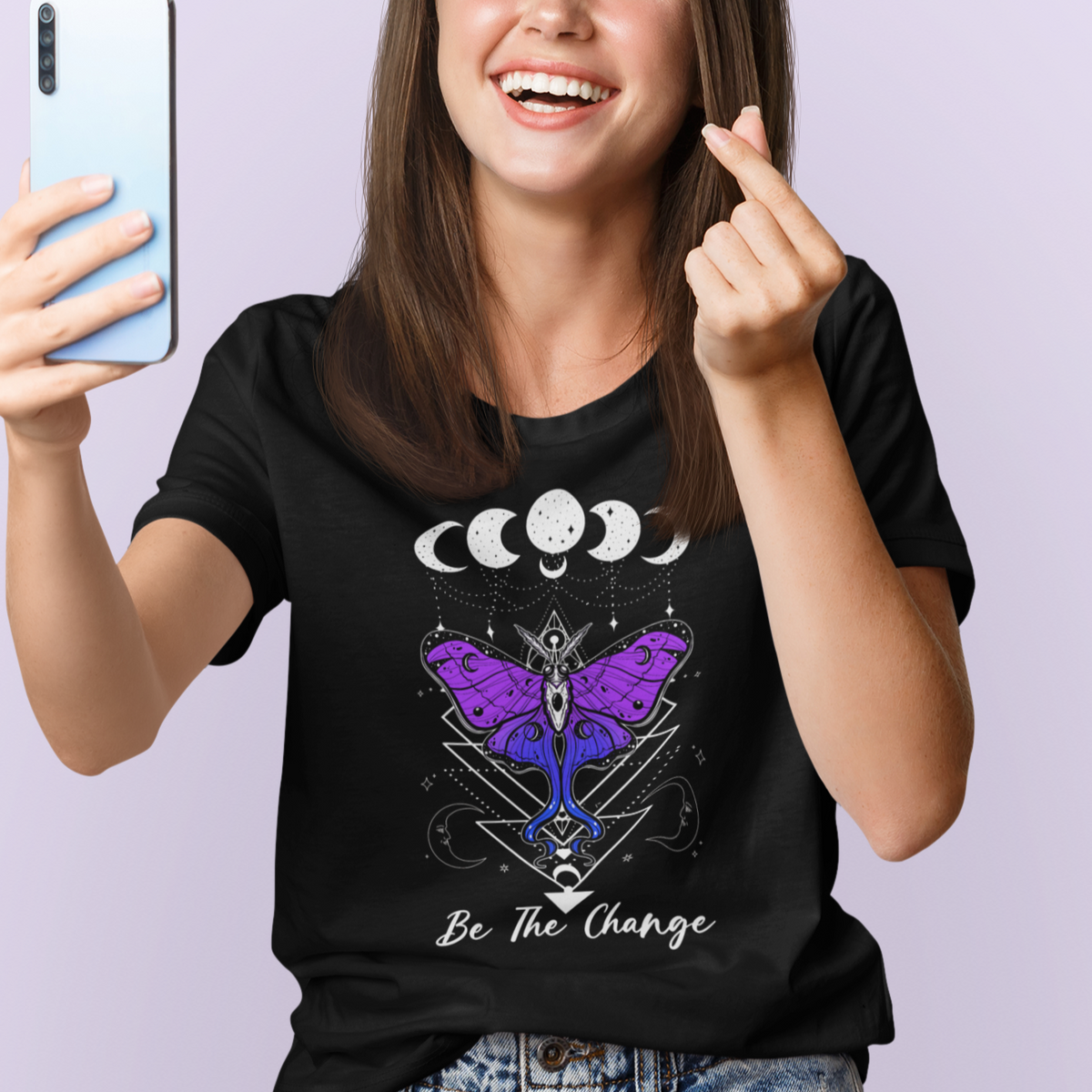 Geometry Celestial Luna Moth Be The Change Bisexual Pride Flag Luna Moth Moon Phases T-Shirt for Women, Luna Moth T Shirt For Women - Wonder Print Shop