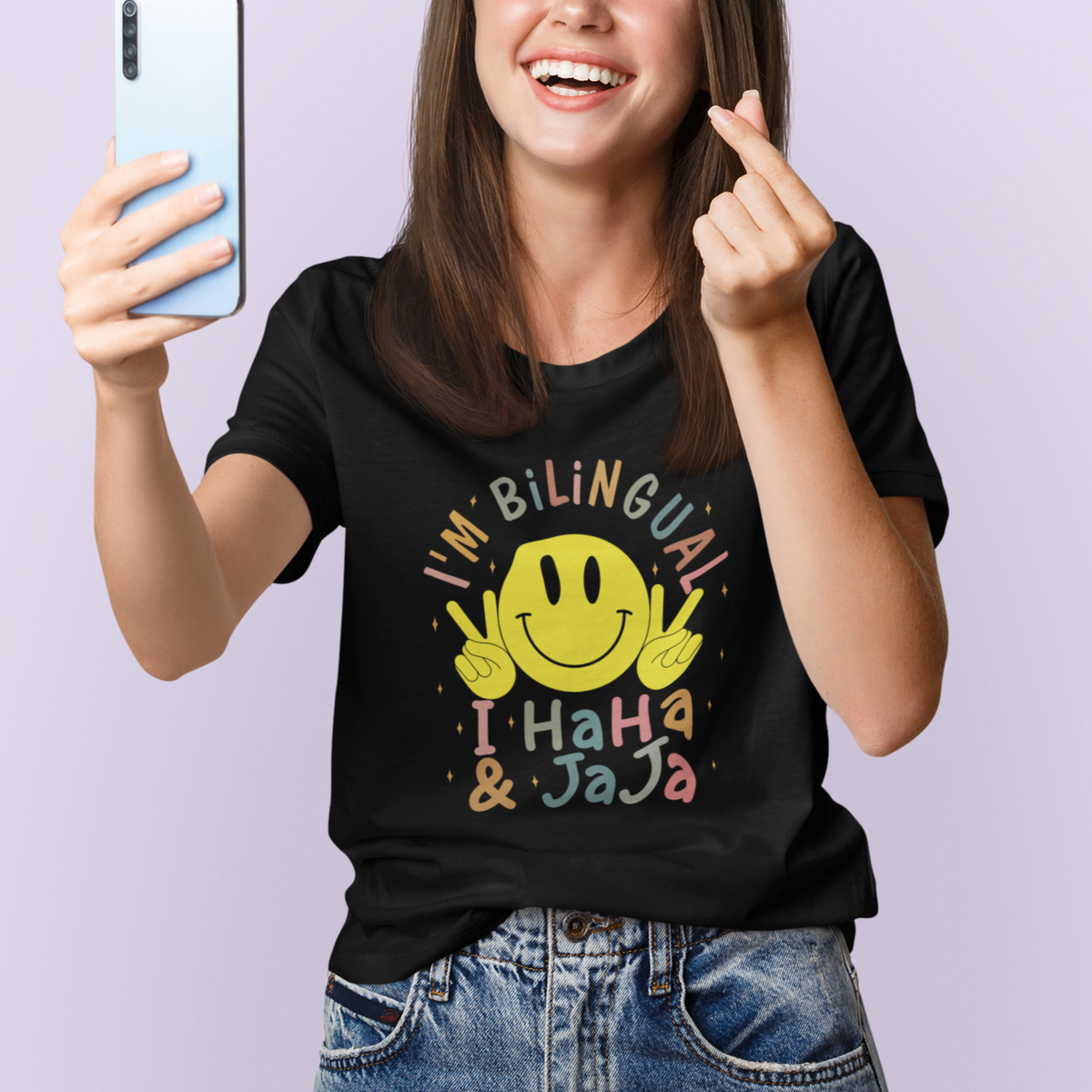 Funny Bilingual T Shirt Spanish Teacher Maestra I'm BilingualI Haha and Jaja Hispanic Heritage Month - Wonder Print Shop