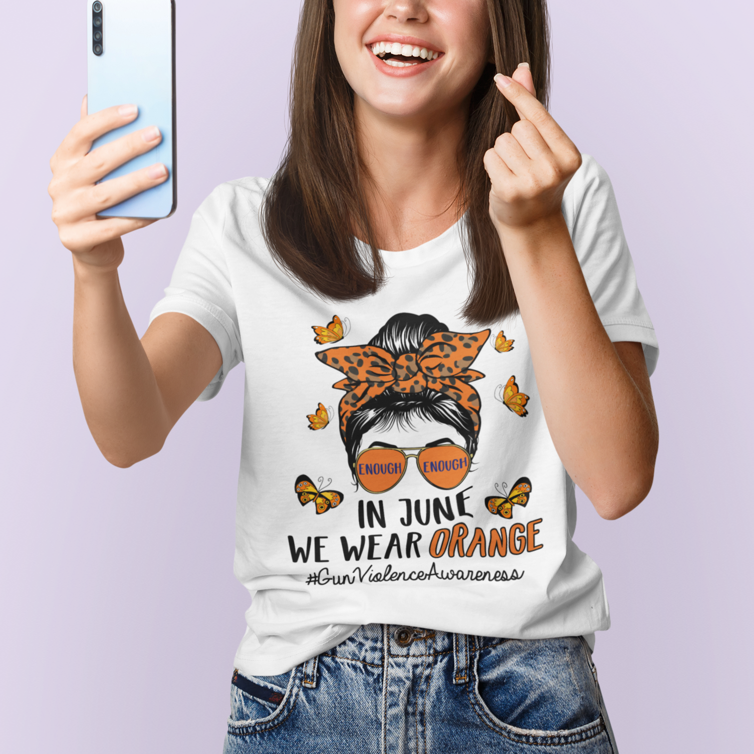 Gun Violence Awareness T Shirt For Women In June We Wear Orange Gun Violence Awareness Day Messy Bun - Wonder Print Shop