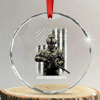 Send Barron Crystal Glass Ornament Sarcastic Political American Flag Camo Soldier