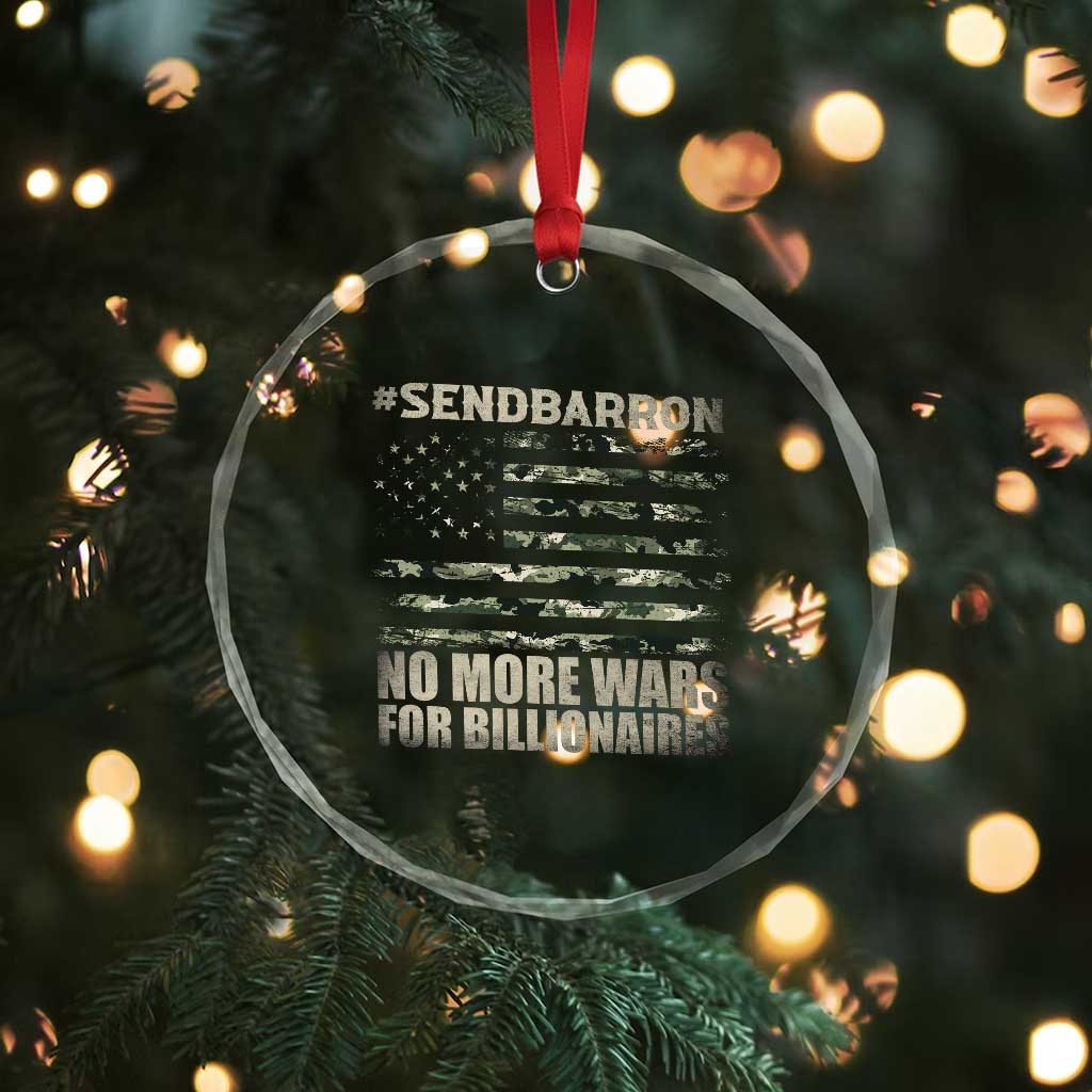 Send Barron Crystal Glass Ornament Vintage American Flag Camo Soldier Hashtag Meme