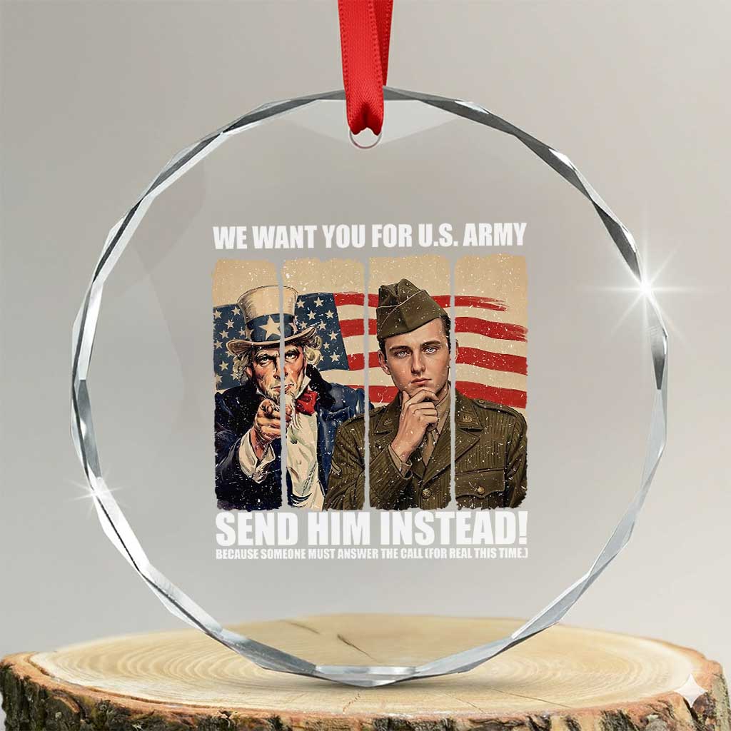 Send Barron Crystal Glass Ornament We Want You For US Army
