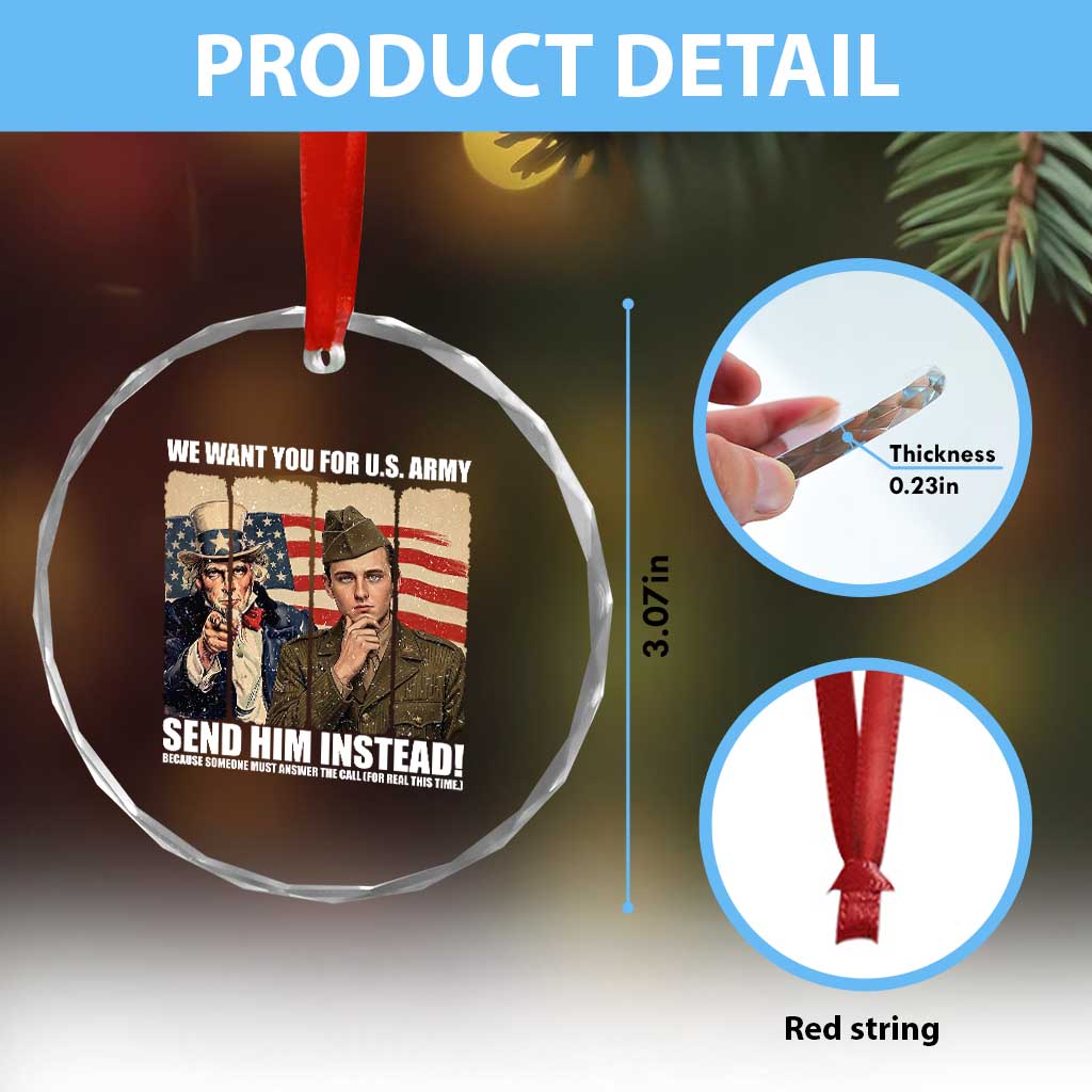 Send Barron Crystal Glass Ornament We Want You For US Army