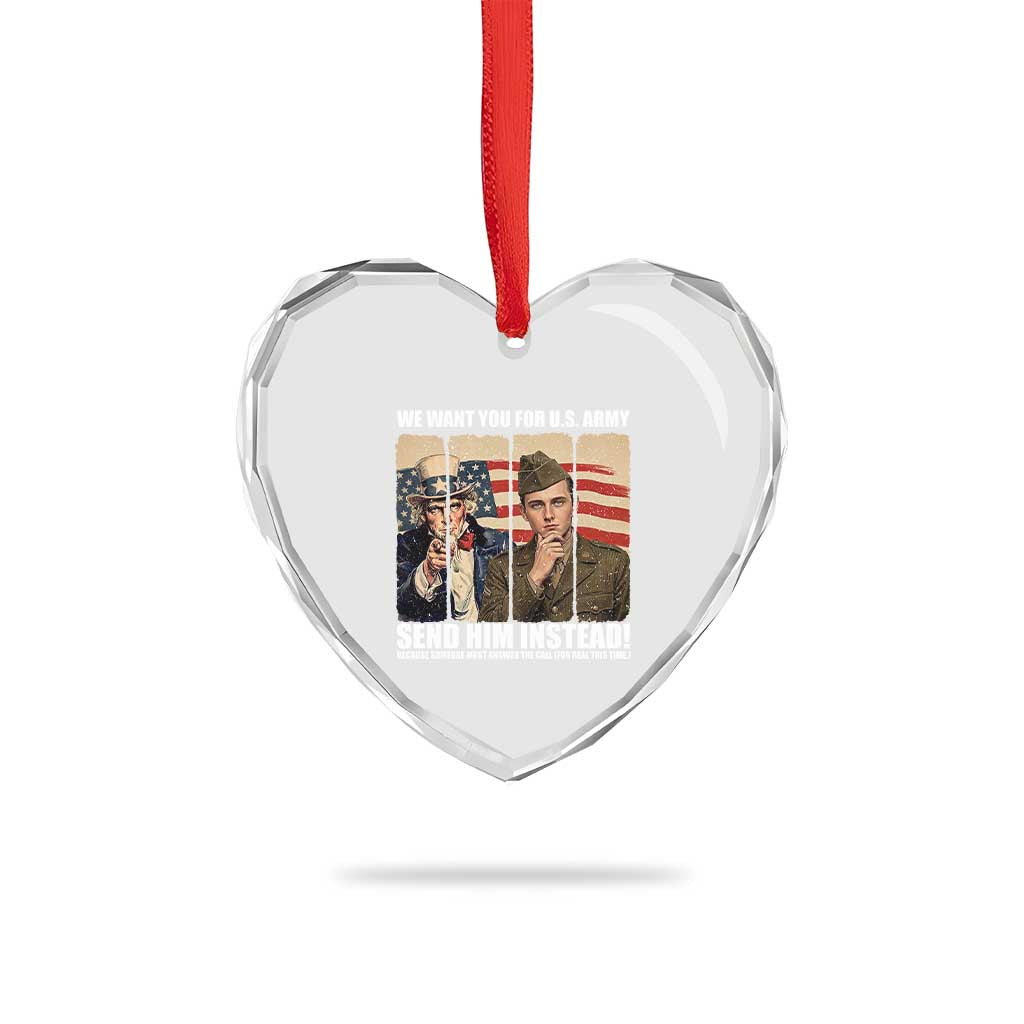 Send Barron Heart Crystal Glass Ornament We Want You For US Army