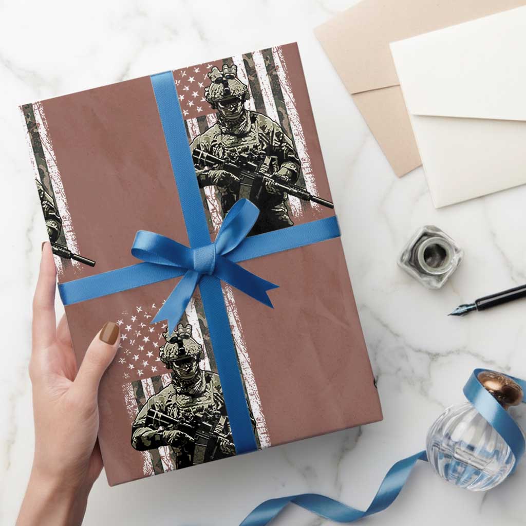 Send Barron Wrapping Paper Roll Sarcastic Political American Flag Camo Soldier