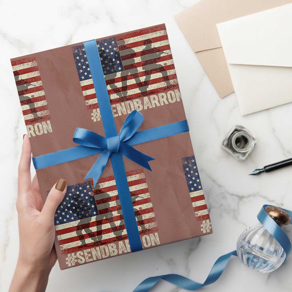 Send Barron Wrapping Paper Roll Vintage American Flag Soldier Hashtag Internet Meme