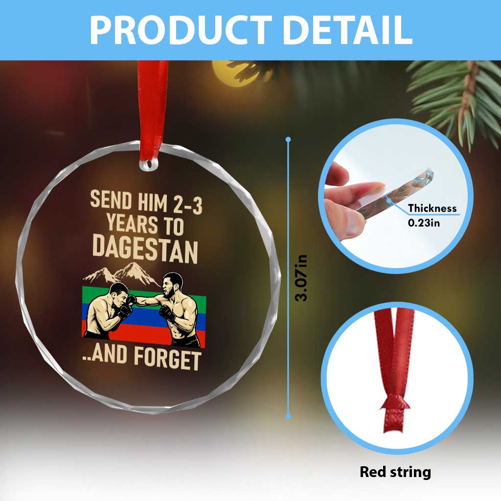 Send Him 2 3 Years to Dagestan and Forget Crystal Glass Ornament Funny MMA Fighter Training Discipline - Wonder Print Shop