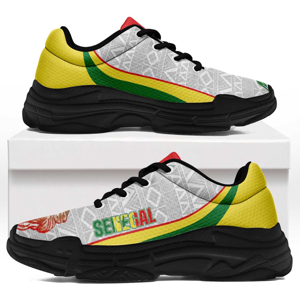 Senegal 2026 Football Chunky Sneakers Go Lions African Pattern Curve Stylized - Wonder Print Shop