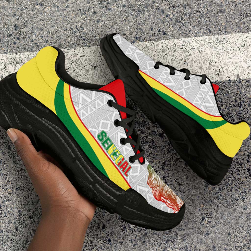 Senegal 2026 Football Chunky Sneakers Go Lions African Pattern Curve Stylized - Wonder Print Shop