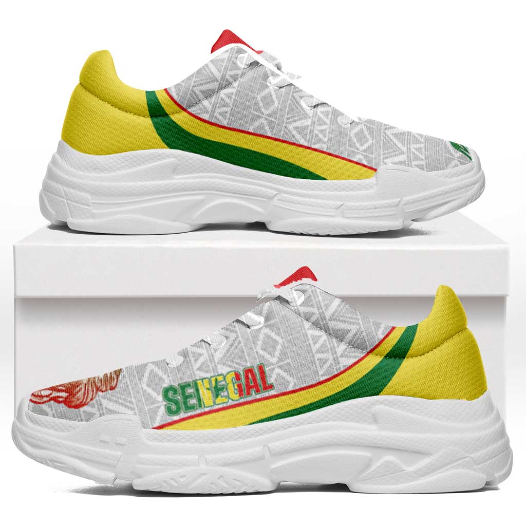 Senegal 2026 Football Chunky Sneakers Go Lions African Pattern Curve Stylized - Wonder Print Shop