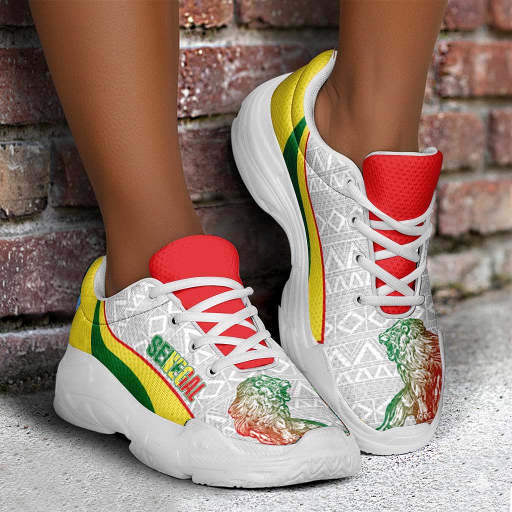 Senegal 2026 Football Chunky Sneakers Go Lions African Pattern Curve Stylized - Wonder Print Shop