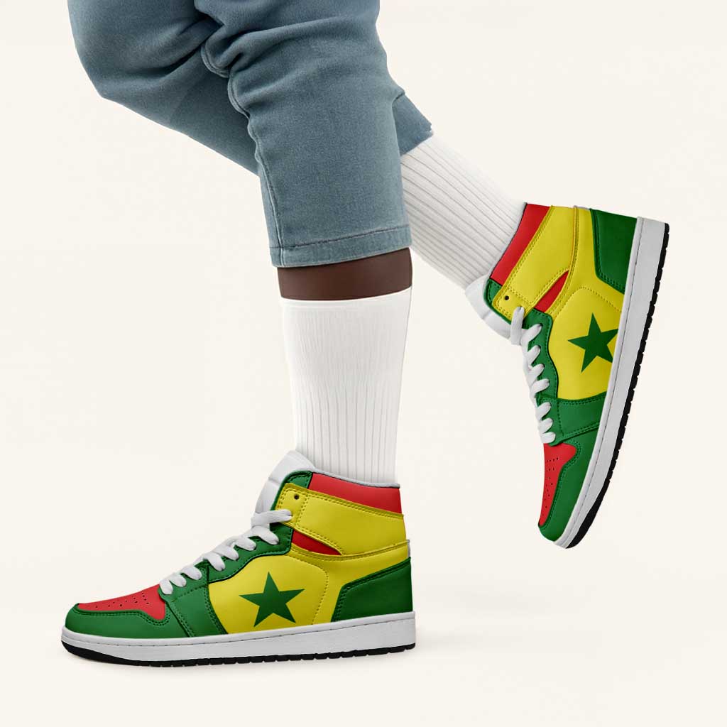 Senegal High Sneakers AJ1 Classic National Flag Style - Wonder Print Shop