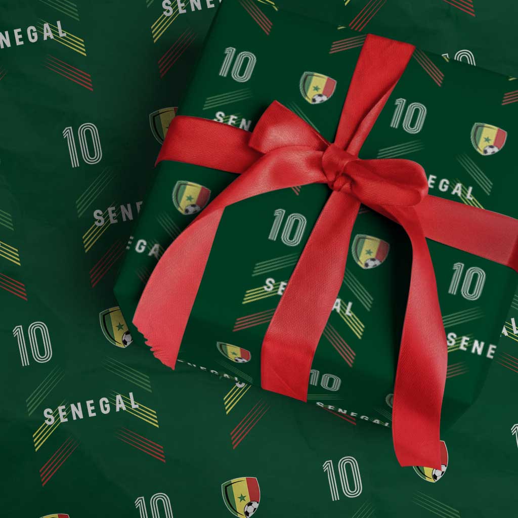 Senegal Soccer Sports Graphic Number 10 Jersey Style Wrapping Paper Roll Proud Senegalese Football Fans Game Day Pride