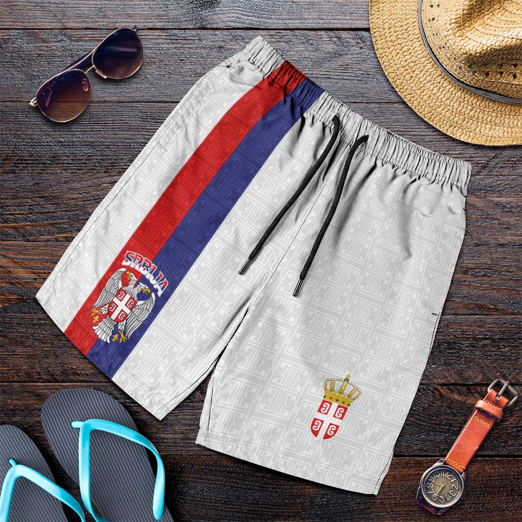 Serbia Coat Of Arms Srbija Eagle Shorts for Men Traditional Serbian Heraldic Crest White Double Headed Eagle