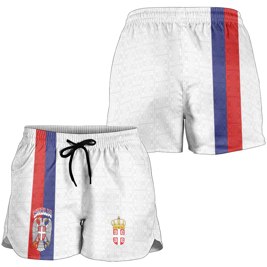 Serbia Coat Of Arms Srbija Eagle Shorts for Women Traditional Serbian Heraldic Crest White Double Headed Eagle