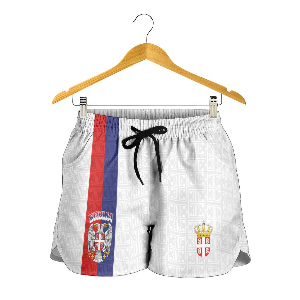 Serbia Coat Of Arms Srbija Eagle Shorts for Women Traditional Serbian Heraldic Crest White Double Headed Eagle