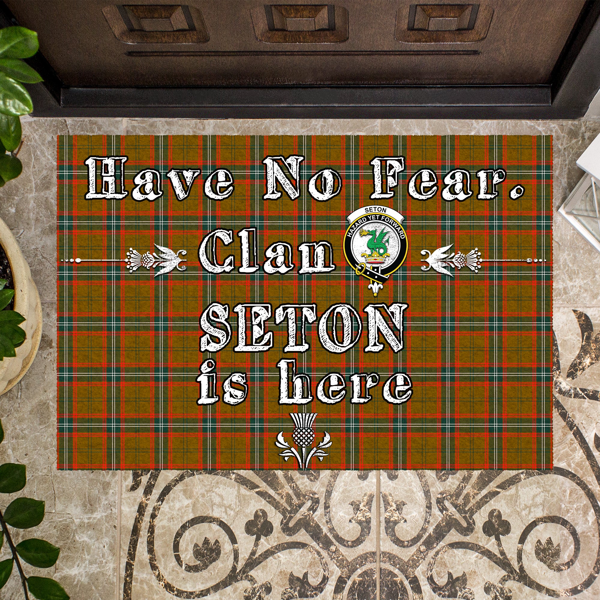 seton-hunting-modern-clan-tartan-door-mat-family-crest-have-no-fear-tartan-door-mat
