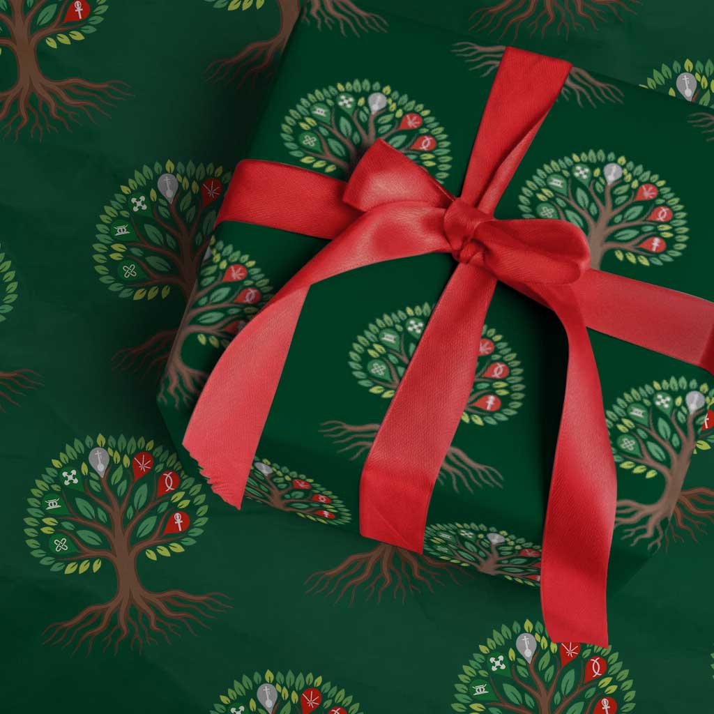 Seven Candles Of Kwanzaa Tree Of Life Wrapping Paper Roll African Heritage Gift - Wonder Print Shop