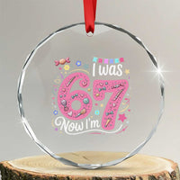 Seventh Birthday Girl Crystal Glass Ornament I Was 6 Now I Am 7 Meme - Wonder Print Shop