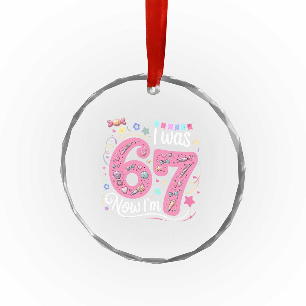 Seventh Birthday Girl Crystal Glass Ornament I Was 6 Now I Am 7 Meme - Wonder Print Shop
