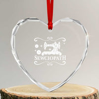 Sewing Lover Heart Crystal Glass Ornament Sewciopath Quilter Gift