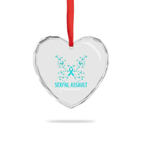 Sexual Assault Awareness Butterfly Ribbon Heart Crystal Glass Ornament