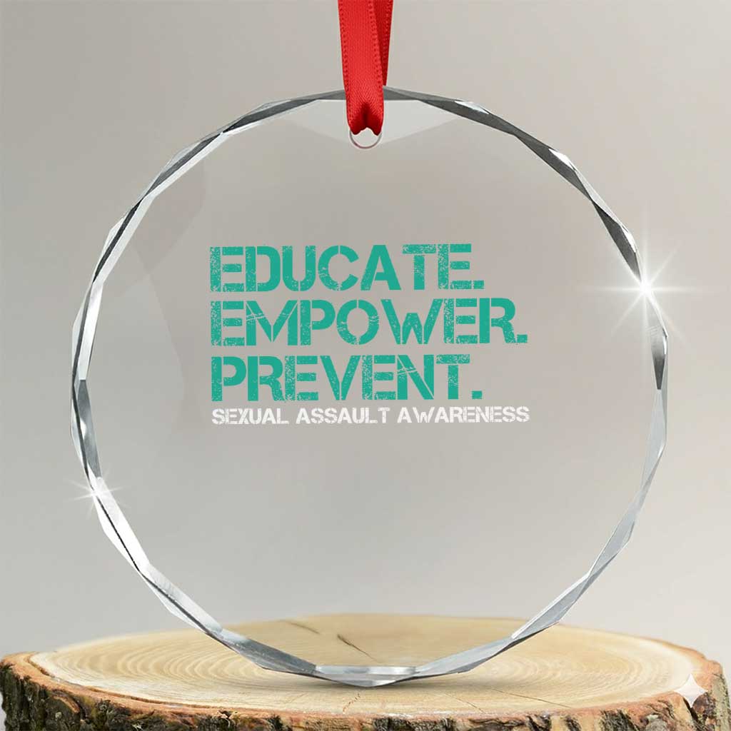 Sexual Assault Awareness Crystal Glass Ornament Educate Empower Prevent