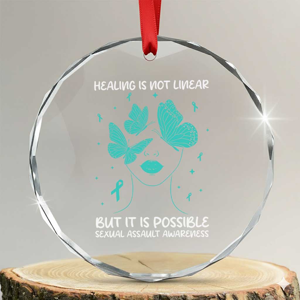 Sexual Assault Awareness Crystal Glass Ornament Healing Is Not Linear But It Is Possible