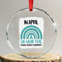 Sexual Assault Awareness Crystal Glass Ornament In April We Wear Teal Ribbon