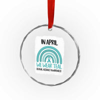 Sexual Assault Awareness Crystal Glass Ornament In April We Wear Teal Ribbon