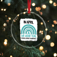 Sexual Assault Awareness Crystal Glass Ornament In April We Wear Teal Ribbon