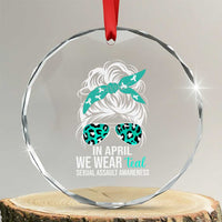 Sexual Assault Awareness Crystal Glass Ornament In April We Wear Teal Women