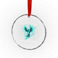 Sexual Assault Awareness Crystal Glass Ornament Phoenix Bird Reborn Rising Born Again Firebird Teal Ribbon