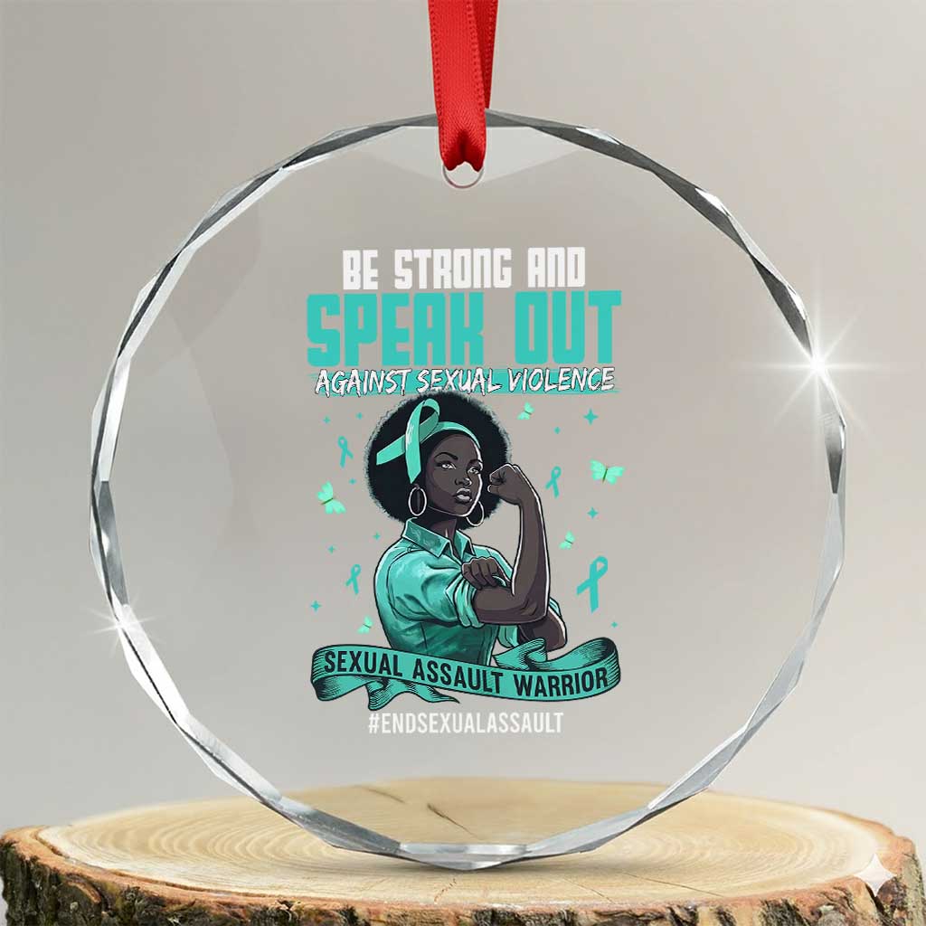 Sexual Assault Awareness Crystal Glass Ornament Support African Women Stop Sexual Abuse Awareness