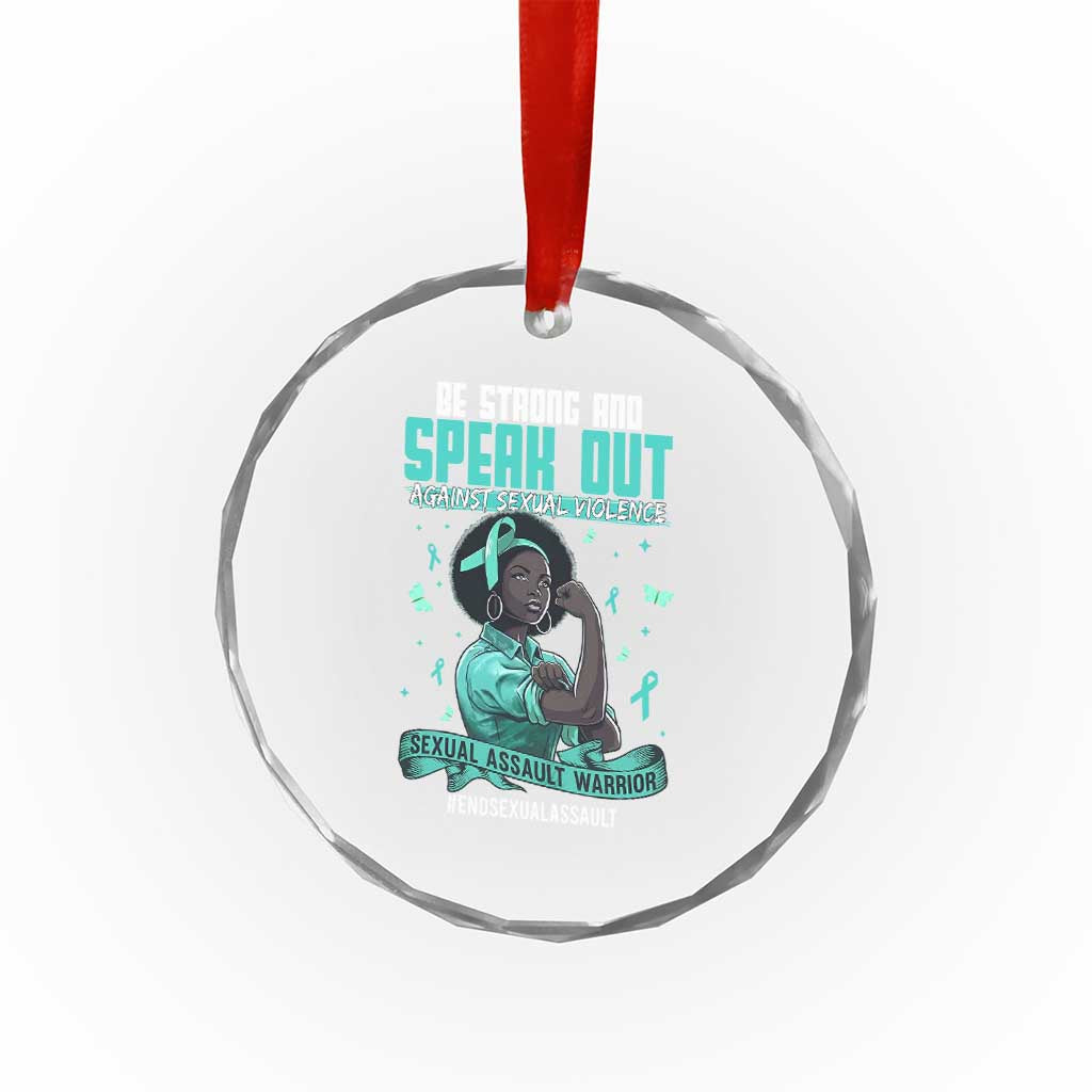Sexual Assault Awareness Crystal Glass Ornament Support African Women Stop Sexual Abuse Awareness