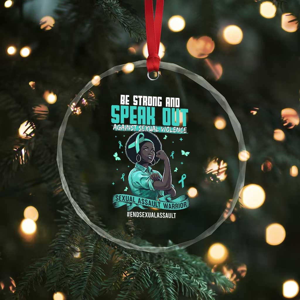 Sexual Assault Awareness Crystal Glass Ornament Support African Women Stop Sexual Abuse Awareness