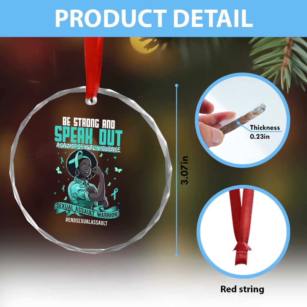 Sexual Assault Awareness Crystal Glass Ornament Support African Women Stop Sexual Abuse Awareness