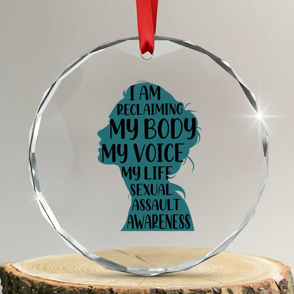 Sexual Assault Awareness Crystal Glass Ornament Women Support Survivors