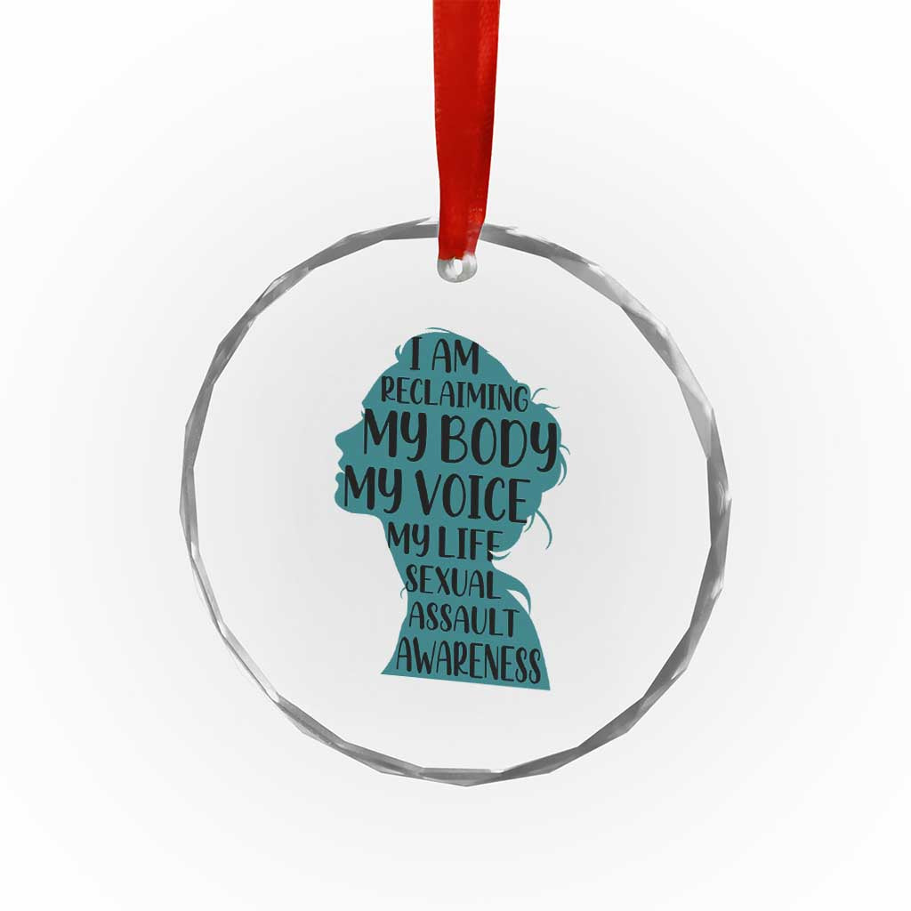 Sexual Assault Awareness Crystal Glass Ornament Women Support Survivors