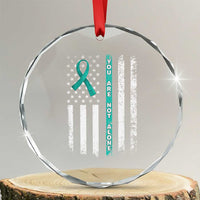 Sexual Assault Awareness Crystal Glass Ornament You Are Not Alone Ribbon Flag