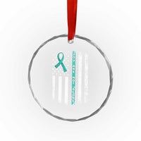 Sexual Assault Awareness Crystal Glass Ornament You Are Not Alone Ribbon Flag
