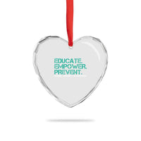 Sexual Assault Awareness Heart Crystal Glass Ornament Educate Empower Prevent