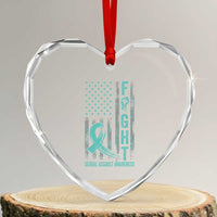 Sexual Assault Awareness Heart Crystal Glass Ornament Fight Cancer American Flag Teal Ribbon