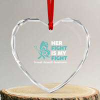 Sexual Assault Awareness Heart Crystal Glass Ornament Her Fight is My Fight