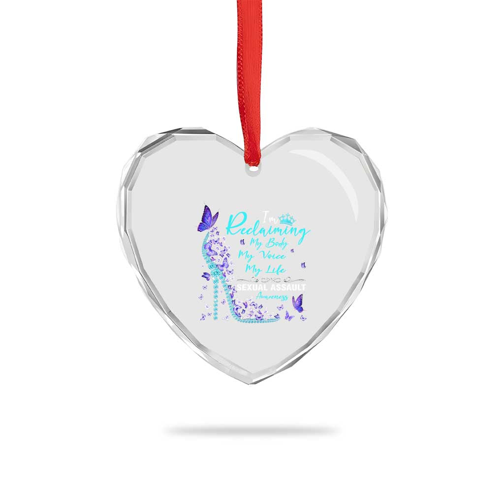 Sexual Assault Awareness Heart Crystal Glass Ornament I Am Reclaiming My Body My Voice My Life