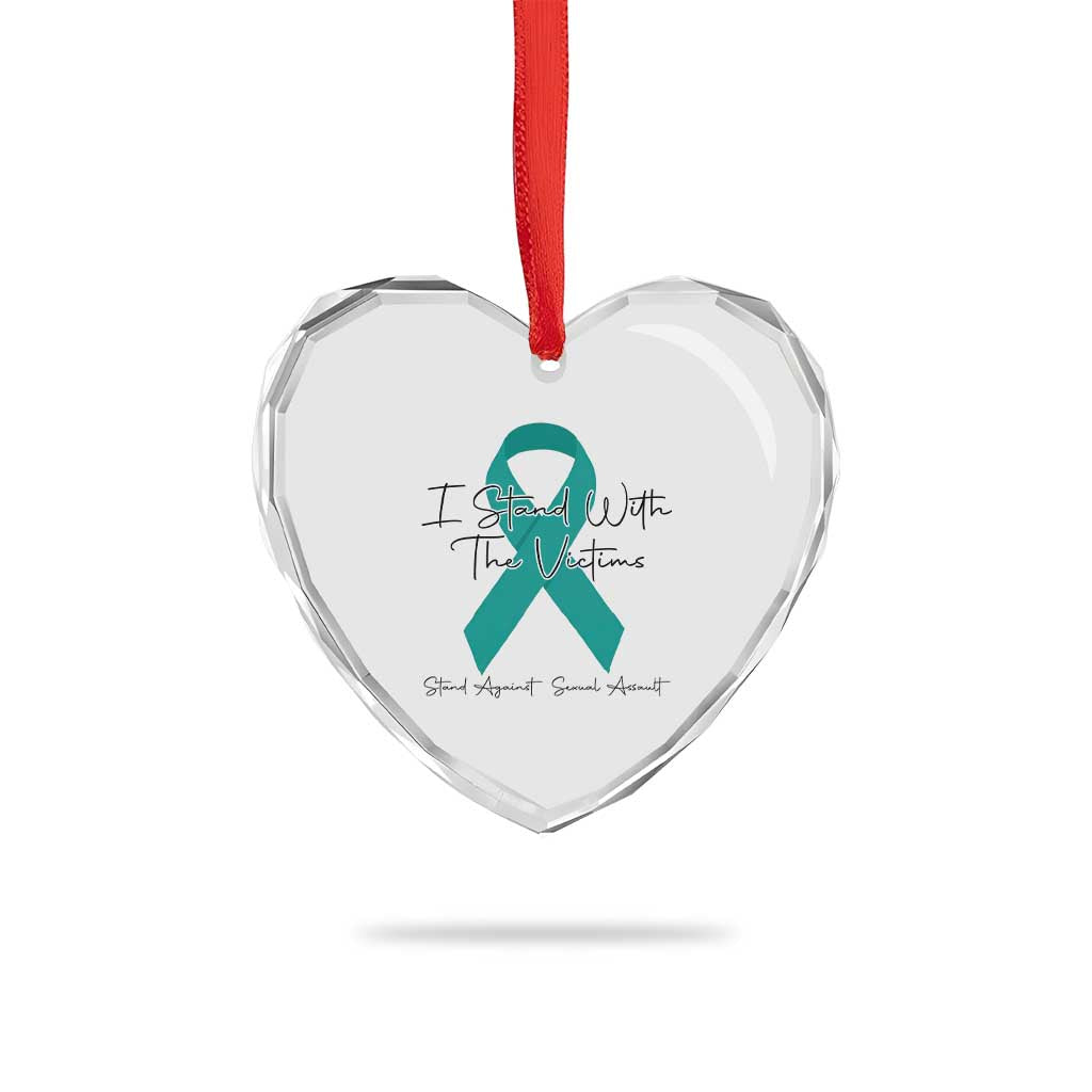 Sexual Assault Awareness Heart Crystal Glass Ornament I Stand With The Victims