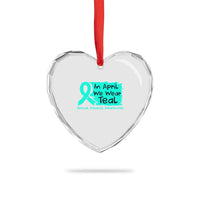 Sexual Assault Awareness Heart Crystal Glass Ornament In April We Wear Teal