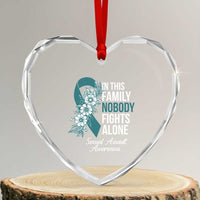 Sexual Assault Awareness Heart Crystal Glass Ornament In This Family Nobody Fights Alone